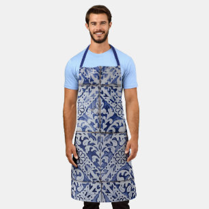 Portuguese Tiles - Azulejo Blue and White Floral Apron