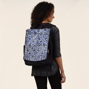 Portuguese Tiles - Azulejo Blue and White Floral Backpack