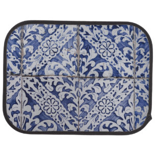 Portuguese Tiles - Azulejo Blue and White Floral Car Floor Mat