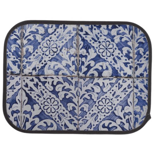 Portuguese Tiles _ Azulejo Blue and White Floral Car Floor Mat