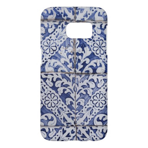 Portuguese Tiles _ Azulejo Blue and White Floral Samsung Galaxy S7 Case