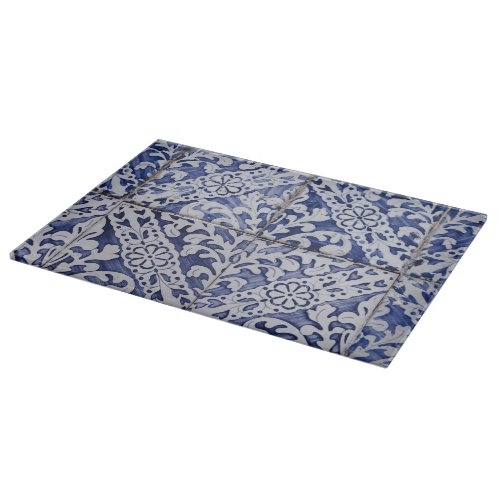Portuguese Tiles _ Azulejo Blue and White Floral Cutting Board