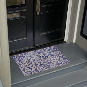 Portuguese Tiles - Azulejo Blue and White Floral Doormat