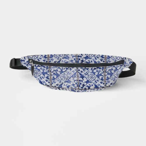 Portuguese Tiles _ Azulejo Blue and White Floral Fanny Pack