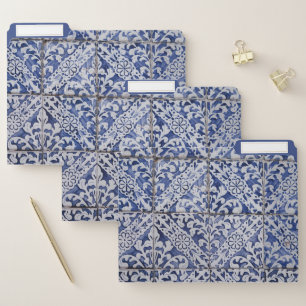 Portuguese Tiles - Azulejo Blue and White Floral File Folder