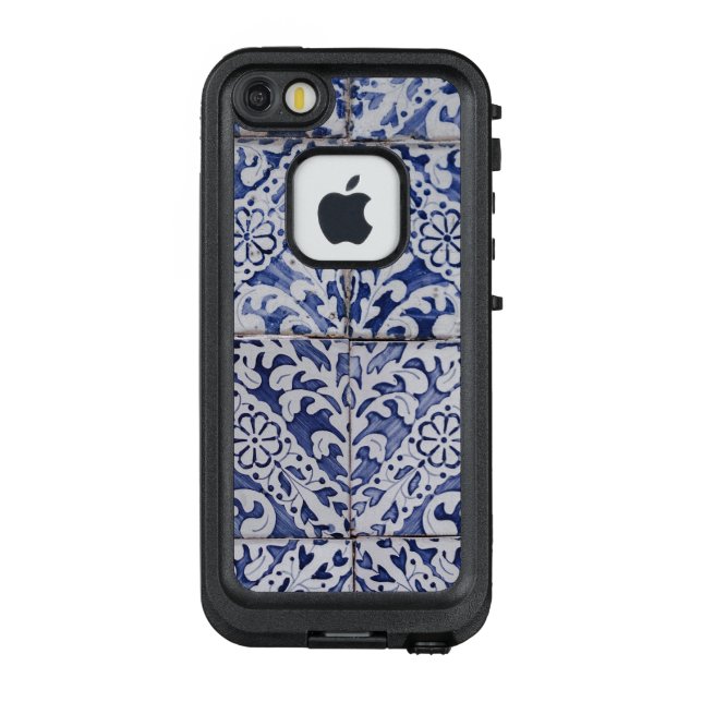 Portuguese Tiles - Azulejo Blue and White Floral LifeProof iPhone Case (Back)