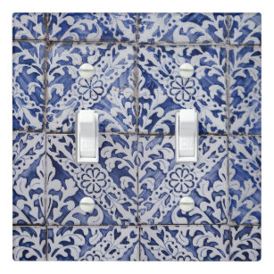 Embossi Printed Maxi Metal Deruta Sun Italian Majolica Tile Pattern Switch Plate-Light Switch  Outlet Cover Custom Plate Choose Style L0011