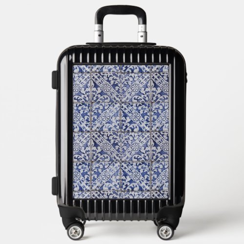 Portuguese Tiles _ Azulejo Blue and White Floral Luggage
