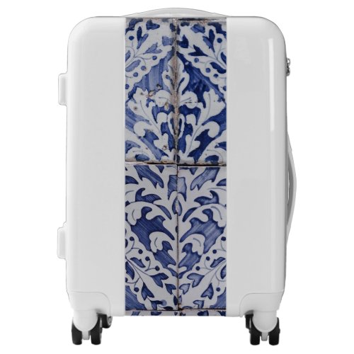 Portuguese Tiles _ Azulejo Blue and White Floral Luggage