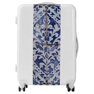 Portuguese Tiles - Azulejo Blue and White Floral Luggage