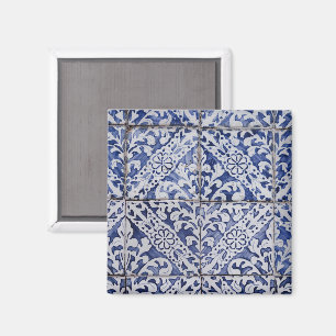 Portuguese Tiles - Azulejo Blue and White Floral Magnet