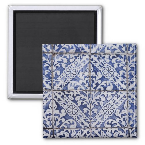 Portuguese Tiles _ Azulejo Blue and White Floral Magnet