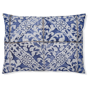 Portuguese Tiles - Azulejo Blue and White Floral Pet Bed