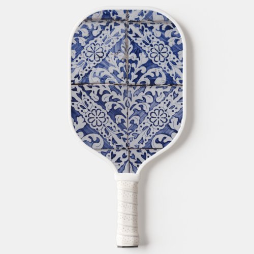 Portuguese Tiles _ Azulejo Blue and White Floral  Pickleball Paddle