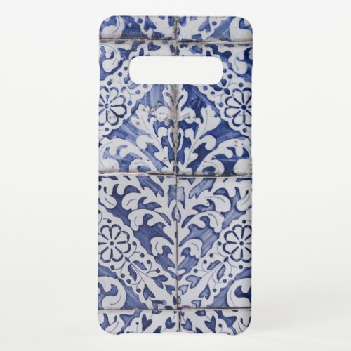 Portuguese Tiles _ Azulejo Blue and White Floral Samsung Galaxy S10 Case