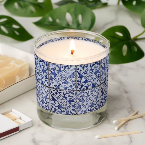 Portuguese Tiles _ Azulejo Blue and White Floral Scented Candle
