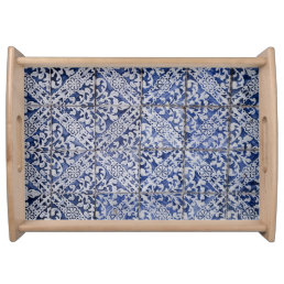 Portuguese Tiles - Azulejo Blue and White Floral Serving Tray