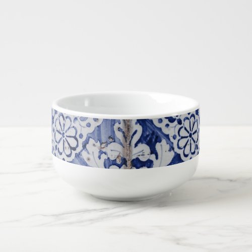 Portuguese Tiles _ Azulejo Blue and White Floral Soup Mug
