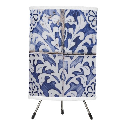 Portuguese Tiles _ Azulejo Blue and White Floral Tripod Lamp