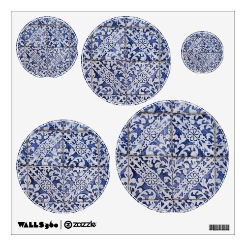 Portuguese Tiles _ Azulejo Blue and White Floral Wall Decal