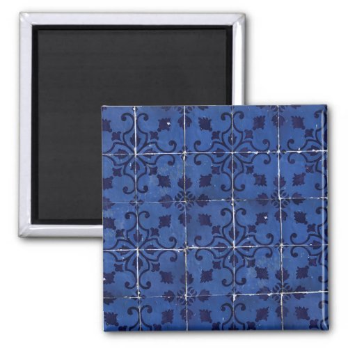 Portuguese Tiles _ Azulejo Blue Floral Leaf Design Magnet