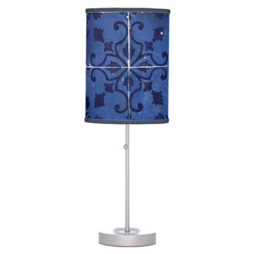 Portuguese Tiles _ Azulejo Blue Floral Leaf Design Table Lamp