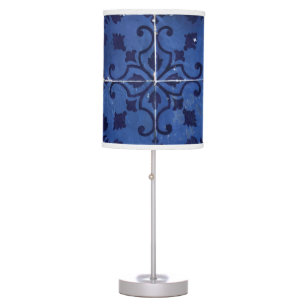 Portuguese Tiles - Azulejo Blue Floral Leaf Design Table Lamp