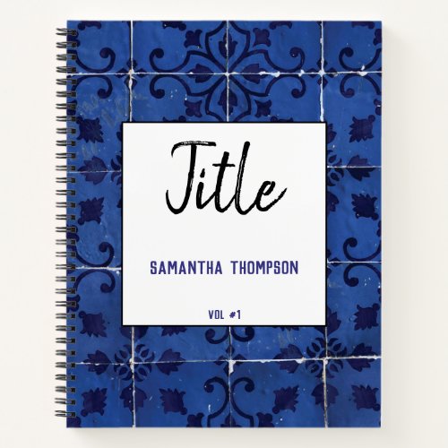 Portuguese Tiles Azulejo Blue Floral Leaf  Notebook