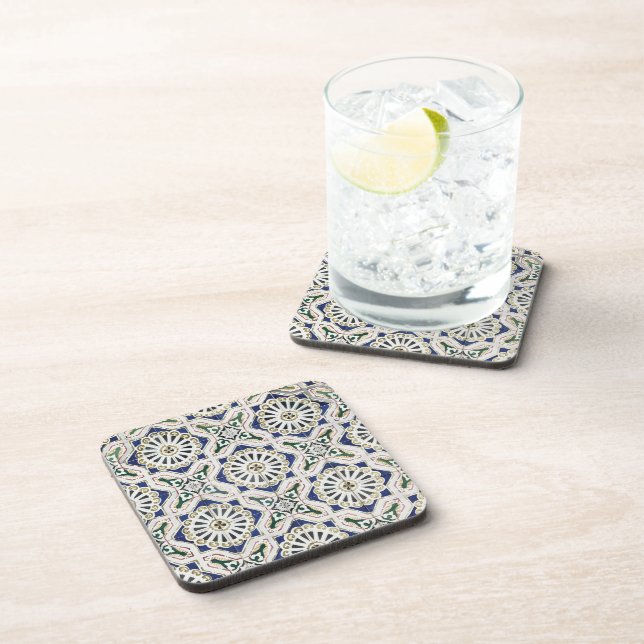Portuguese Tiles - Azulejo Colorful Geometric Beverage Coaster (Right Side)