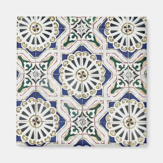 Portuguese Tiles - Azulejo Colorful Geometric Magnet (Front)