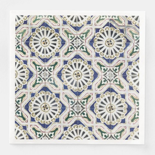 Portuguese Tiles _ Azulejo Colorful Geometric  Paper Dinner Napkins