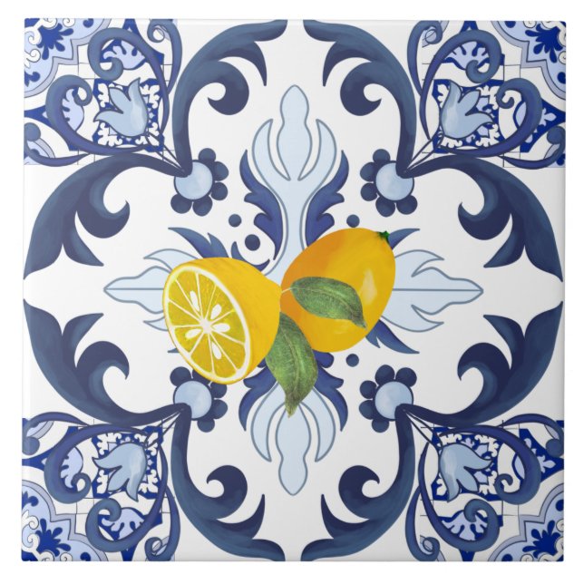 Portuguese tiles,azulejo,lemons,citrus  ceramic tile (Front)