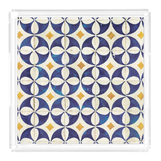 Portuguese Tiles - Azulejo Pattern Design Acrylic Tray (Front)