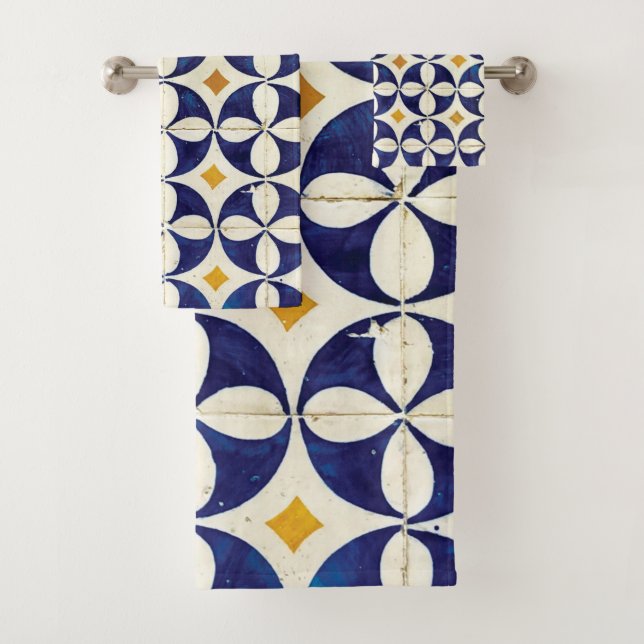 Portuguese Tiles - Azulejo Pattern Design Bath Towel Set (Insitu)