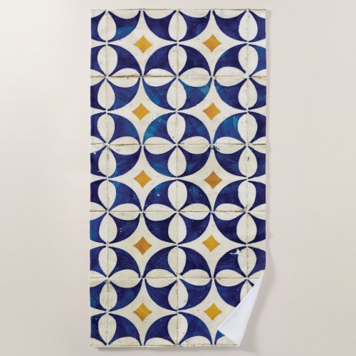 Portuguese Tiles _ Azulejo Pattern Design Beach Towel