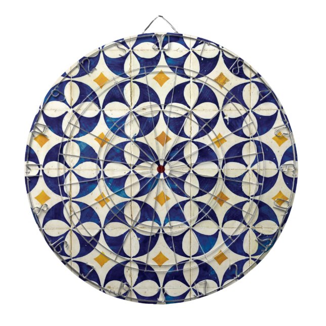 Portuguese Tiles - Azulejo Pattern Design Dart Board (Front)