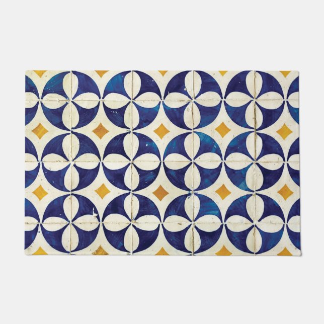 Portuguese Tiles - Azulejo Pattern Design Doormat (Front)