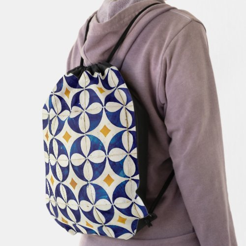 Portuguese Tiles _ Azulejo Pattern Design Drawstring Bag