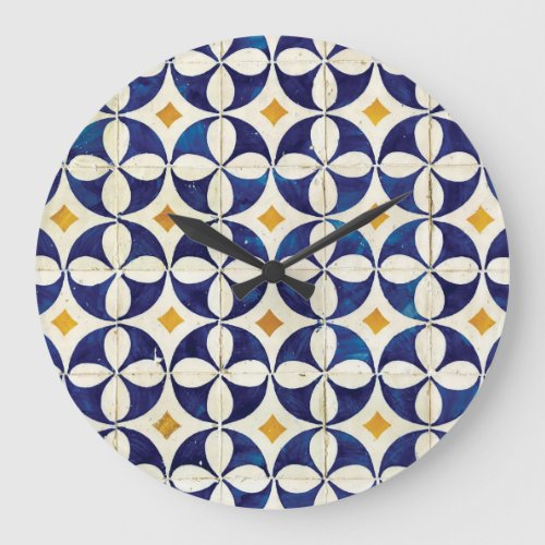 Portuguese Tiles _ Azulejo Pattern Design Large Clock