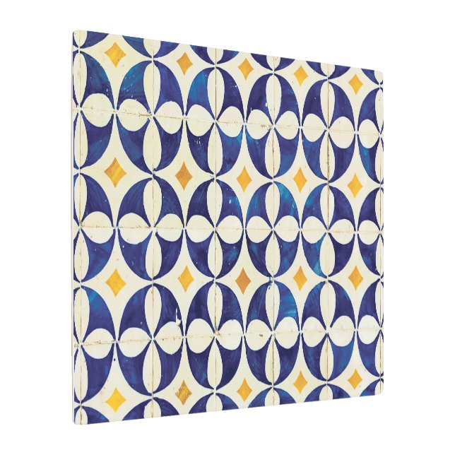 Portuguese Tiles - Azulejo Pattern Design Metal Print (Angled)