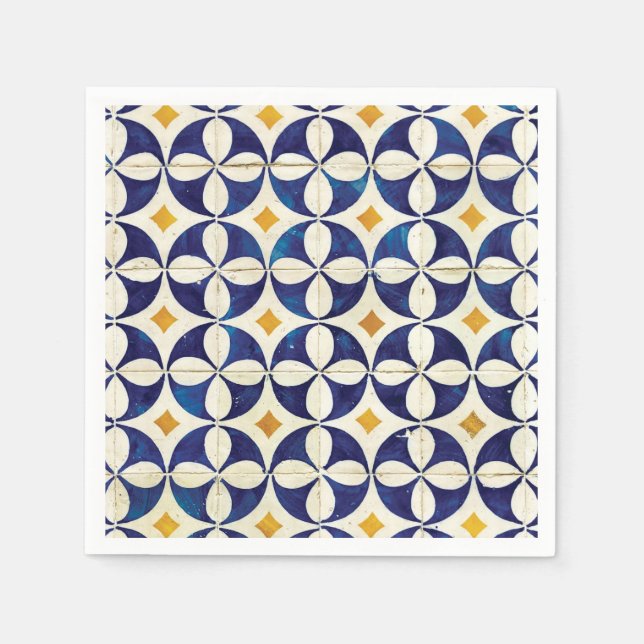 Portuguese Tiles - Azulejo Pattern Design Napkins (Front)