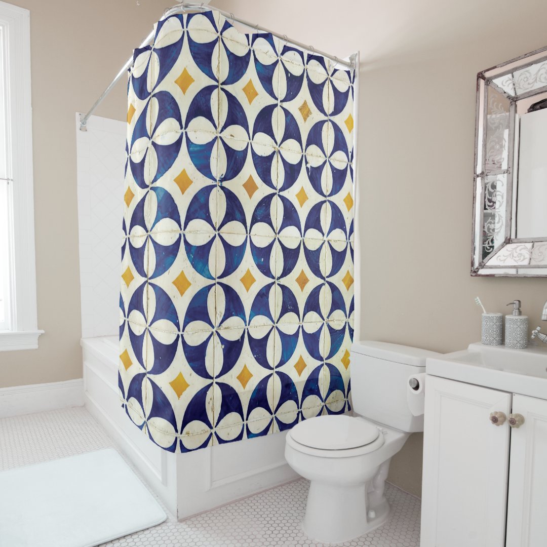 Portuguese Tiles Azulejo Pattern Design Shower Curtain Zazzle