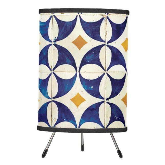 Portuguese Tiles - Azulejo Pattern Design Tripod Lamp (Front)