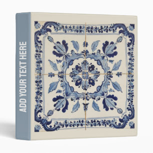 Portuguese Tiles Azulejos Vintage Blue And White 3 Ring Binder