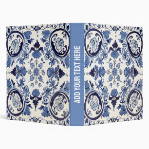Portuguese Tiles Azulejos Vintage Blue And White 3 Ring Binder