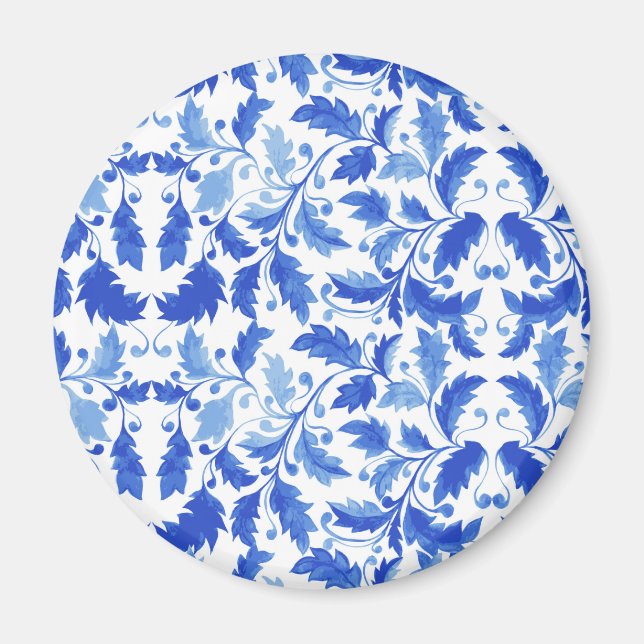 Portuguese tiles Blue flowers and leaves Magnet (Front)