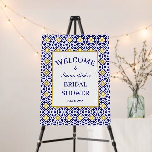 Portuguese tiles Blue Mediterranean Bridal Shower Foam Board