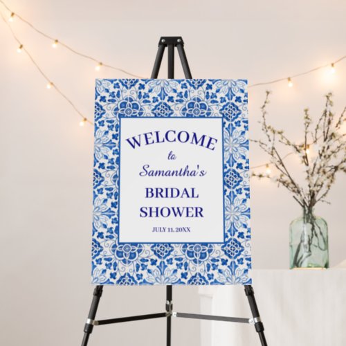 Portuguese tiles Blue Mediterranean Bridal Shower Foam Board