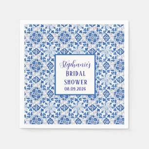 Portuguese Tiles Blue Mediterranean Bridal shower Napkins