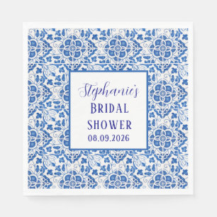 Portuguese Tiles Blue Mediterranean Bridal shower Napkins